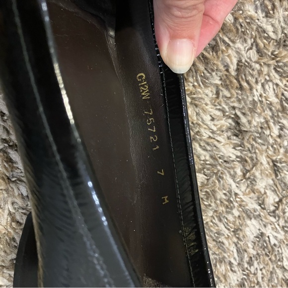 Stuart Weitzman Shiny Black Flats with Silver Accent - Picture 9 of 10